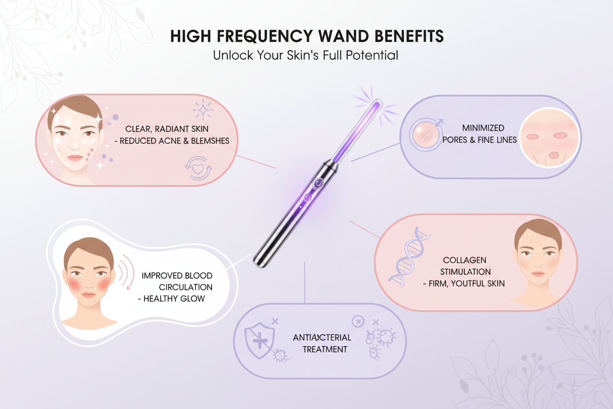High frequency wand for acne treatment, skin tightening, and healthy glowing skin.