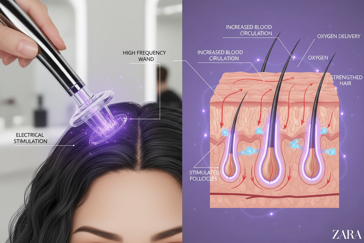 High frequency wand for hair growth, stronger roots, and healthy scalp care at home.