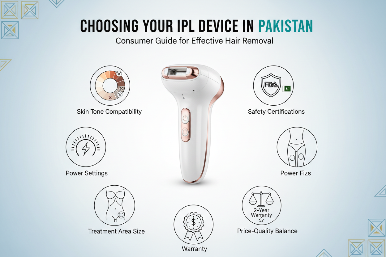 IPL hair remover device for painless hair removal and smooth, glowing skin at home.