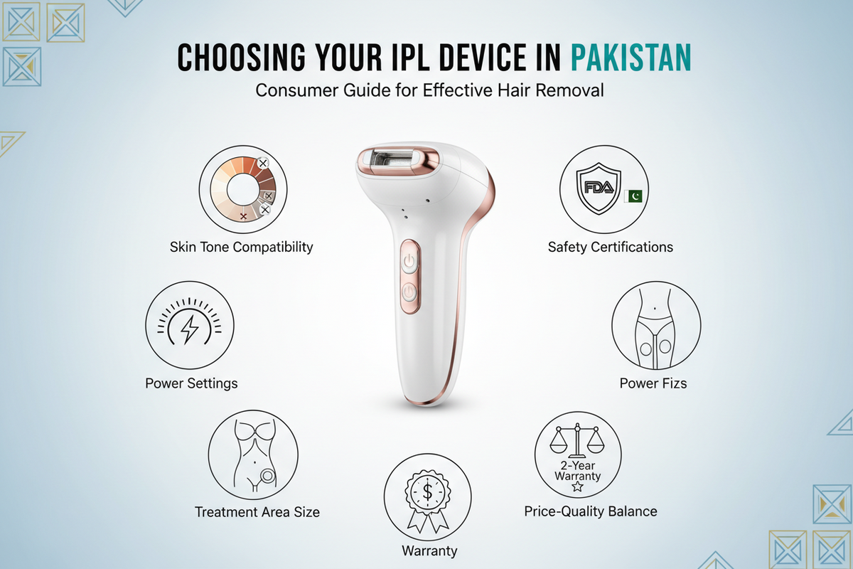 IPL hair remover device for painless hair removal and smooth, glowing skin at home.