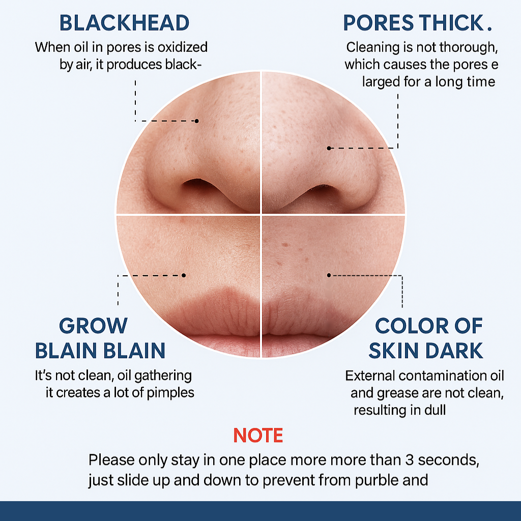 Blackhead remover with water tank designed to cleanse the nose area gently and effectively, removing impurities for a clean, smooth look.