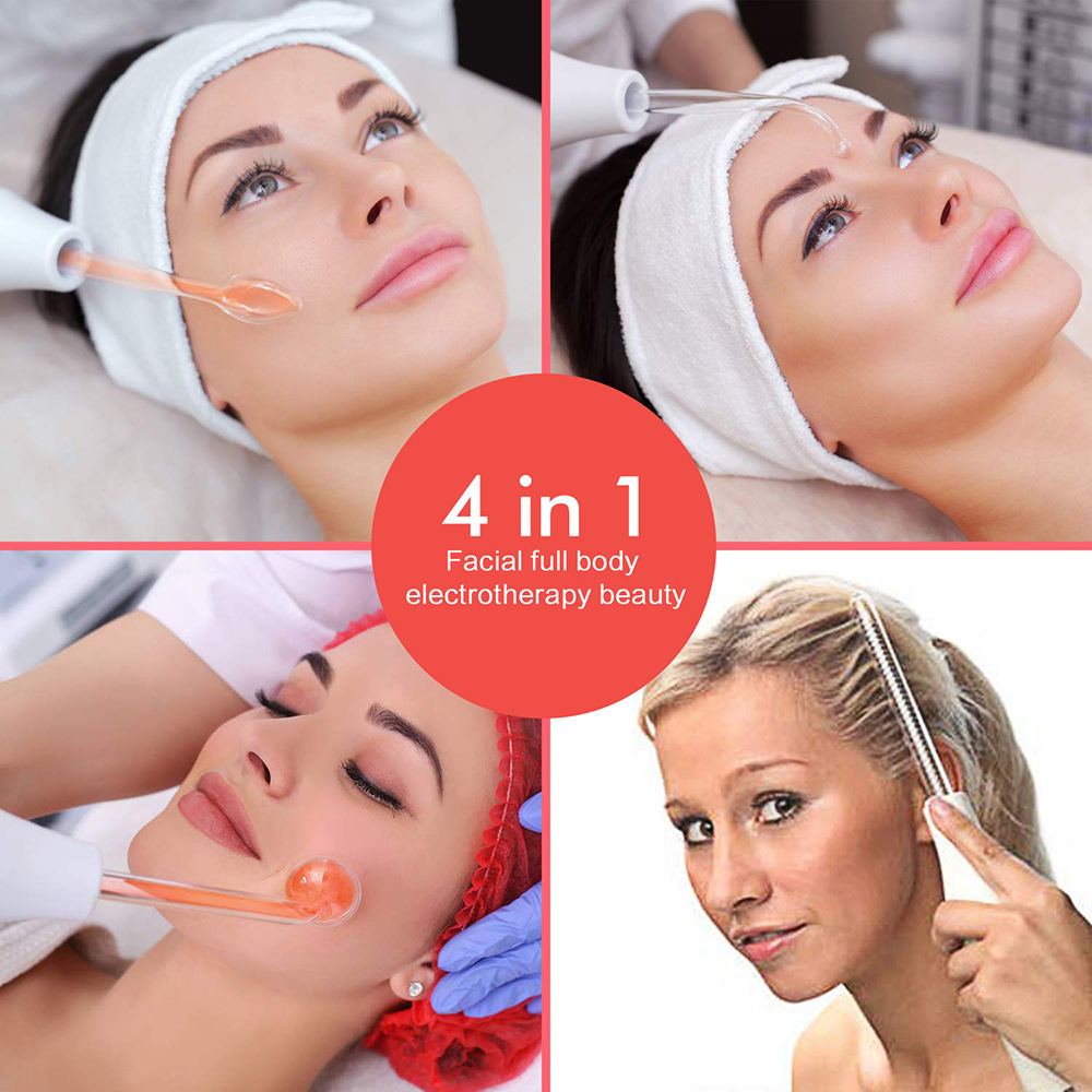 4 in 1 High Frequency Facial Wand Machine – Home and Salon Use Skin Care Tool for Acne, Wrinkles and Pigmentation