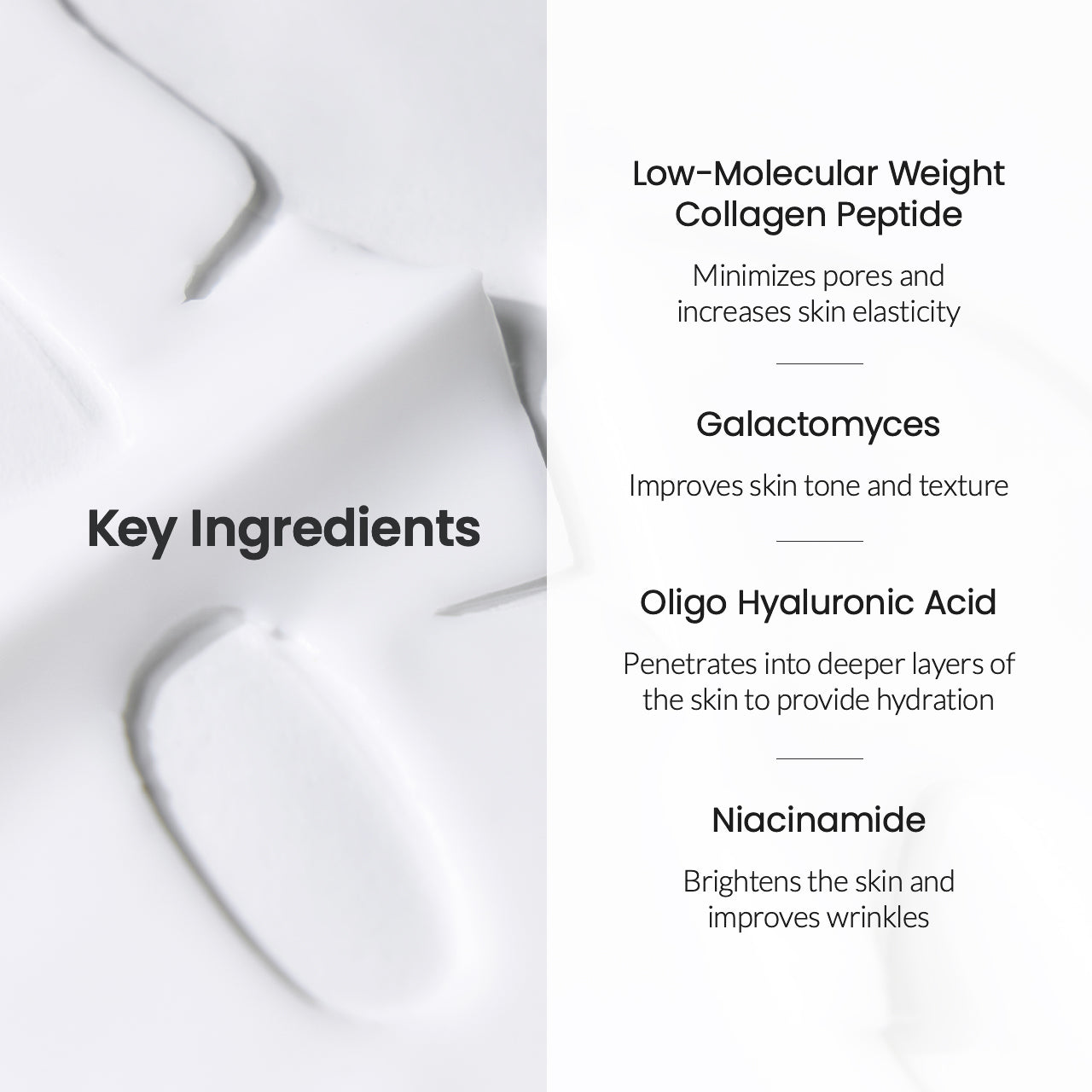 Key ingredient in Biodence sheet mask for hydration and skin nourishment, helping improve texture and promote a healthy glow.