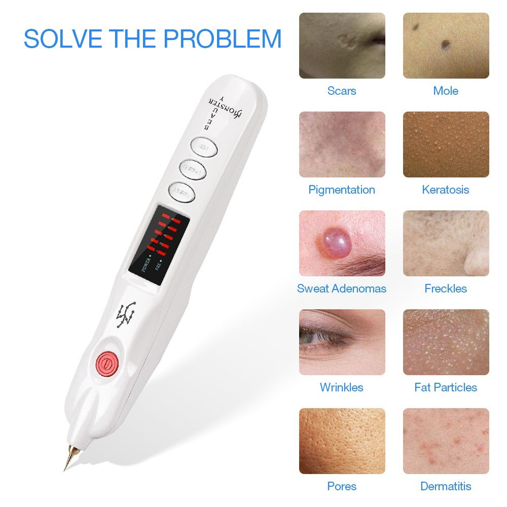 Mole point pen treats scars, moles, pigmentation, keratosis, sweat adenomas, freckles, wrinkles, fat particles, pores, dermatitis