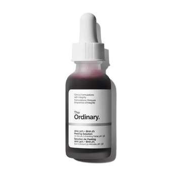 The Ordinary Peeling Solution bottle: AHA 30% + BHA 2% for exfoliating, brightening, and smoothing skin