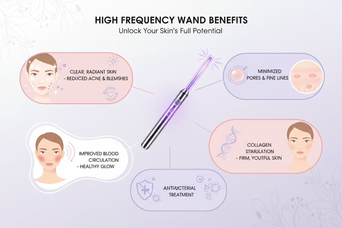 High frequency wand for acne treatment, skin tightening, and healthy glowing skin.