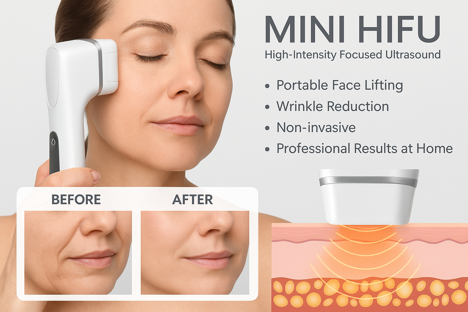 Mini HIFU Device for Wrinkles – Portable Face Lifting