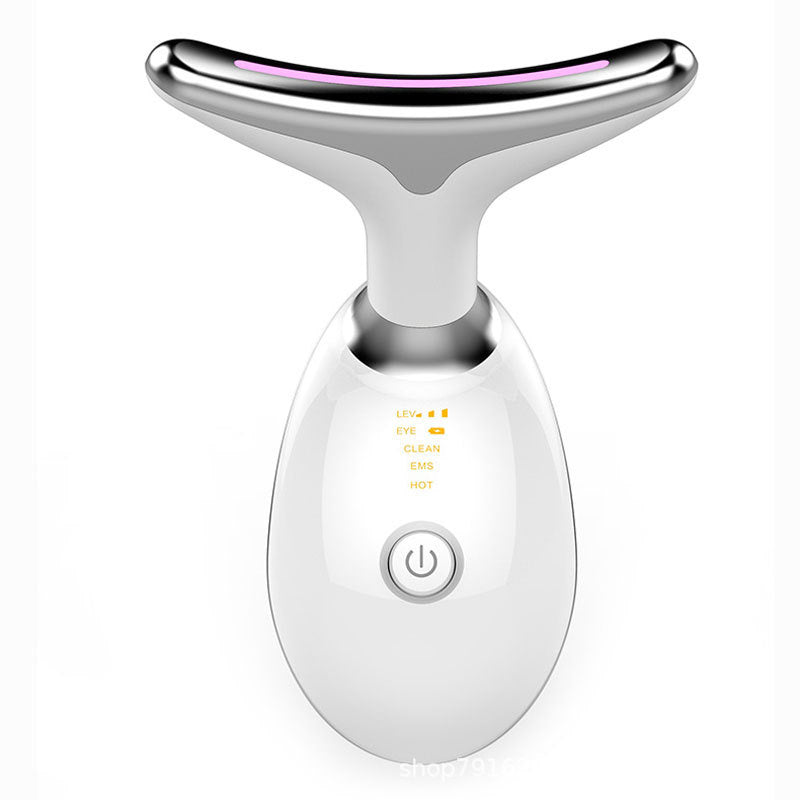 Sleek design of the EMS face and neck lifter with multiple modes for customized treatments, improving skin tone and reducing wrinkles.