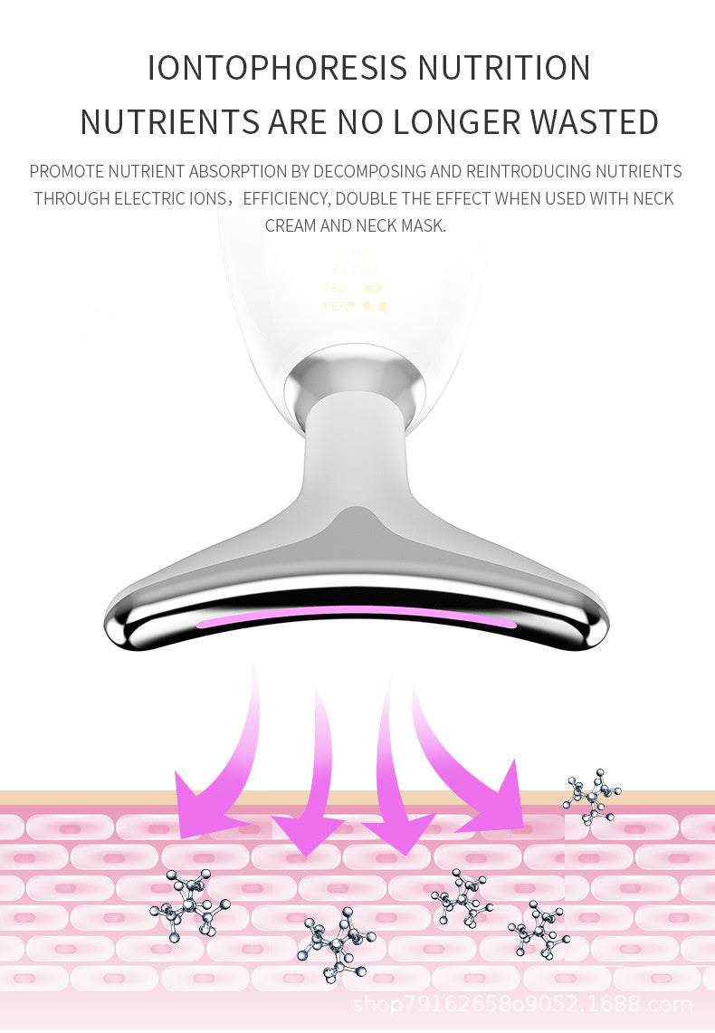 EMS neck and face lifter device designed to tone and lift the skin, improving firmness and reducing wrinkles on the neck and face.