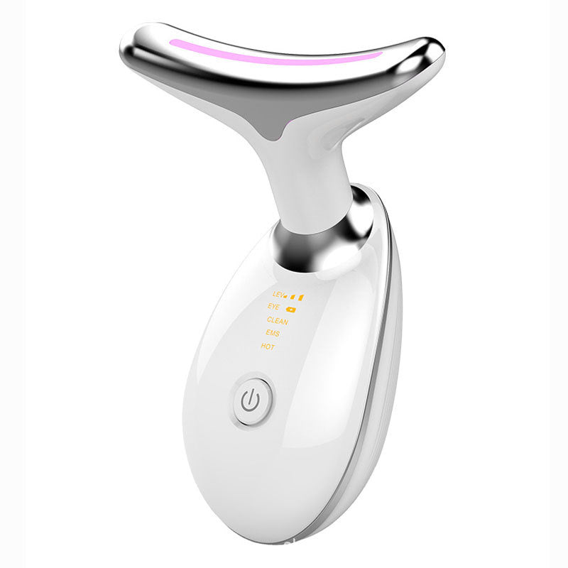 Sleek design of the EMS face and neck lifter with multiple modes for customized treatments, improving skin tone and reducing wrinkles.