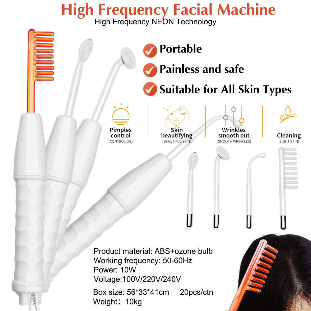 4 in 1 High Frequency Facial Wand Machine – Home and Salon Use Skin Care Tool for Acne, Wrinkles and Pigmentation