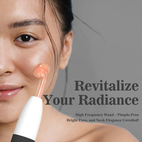 High frequency wand machine for skincare, used to treat acne, wrinkles, and promote healthier skin by stimulating circulation and cell regeneration.