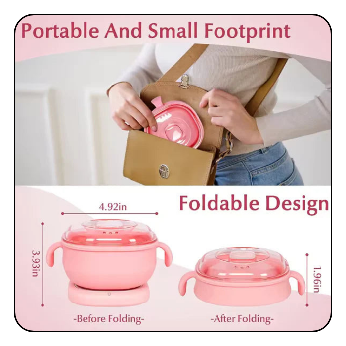 Compact and lightweight wax heater, easy to carry anywhere for on-the-go hair removal treatments.