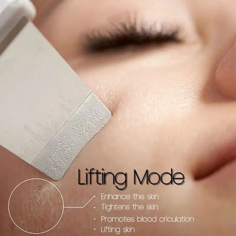 Skin scrubber in lifting mode, designed to enhance skin tone, tighten facial contours, and promote a refreshed complexion.