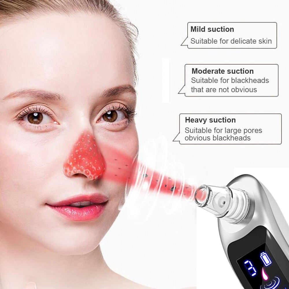 Blackhead removal device with mild, moderate, and heavy suction: suitable for delicate skin, blackheads, and large pores